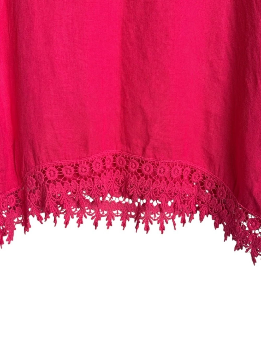 Terzo Millennio Top Womens Large Pink Linen Crochet Lace Hem Italy Beachy Tunic - Picture 4 of 6